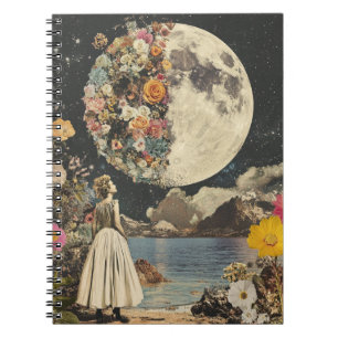 Cuaderno Jardín Floral Surrealista de Luna Sepia Vintage