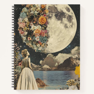 Cuaderno Jardín Floral Surrealista de Luna Sepia Vintage