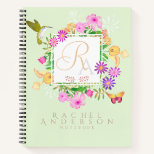 Cuaderno Jardín Floral Verde Monograma