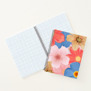 Cuaderno Jardín Floral Vibrante Patrón Acuarela Spiral