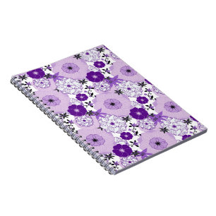 Cuaderno Jardín Flores Blancas Moradas Jardinero Temporada
