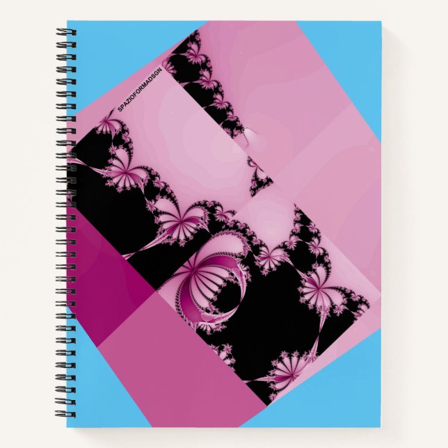 Cuaderno Jardín fractal rosa y azul (Anverso)