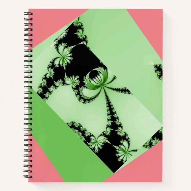 Cuaderno Jardín Fractal verde y cremoso (Anverso)