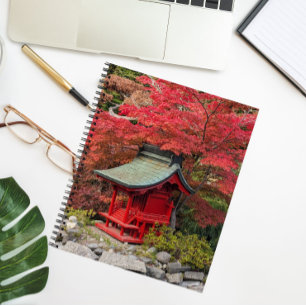 Cuaderno Jardín japonés de otoño y santuario rojo
