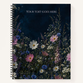 Cuaderno Jardín Lunar de Flor Silvestre Floral Oscura Medit