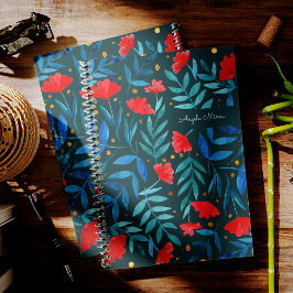 Cuaderno Jardín mágico - verde azulado oscuro y rojo