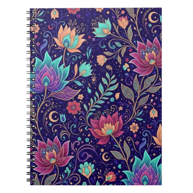 Cuaderno Jardín Místico de Loto de Medianoche (Frente)