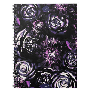 Cuaderno Jardín oscuro hechizando flores púrpuras con glamo