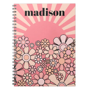 Cuaderno Jardín Retro Sunshine Rosa 60s 70s Personalizado