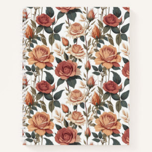 Cuaderno Jardín Romántico de Rosas Rojas Antiguas Floral Co