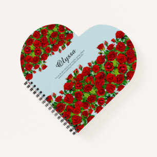 Cuaderno Jardín Romántico de Rosas Rojas Clásicas con Nombr