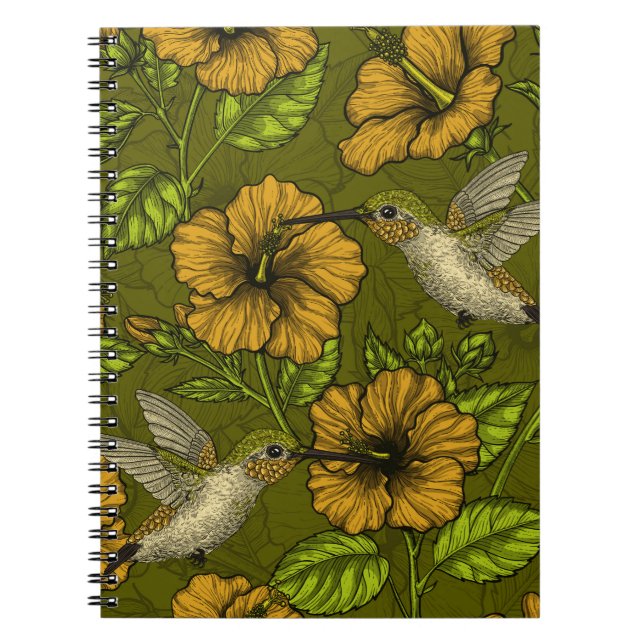 Cuaderno Jardín tropical nocturno amarillo y verde (Frente)