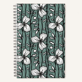 Cuaderno Jardín vertical floreciente Flores blancas delgada