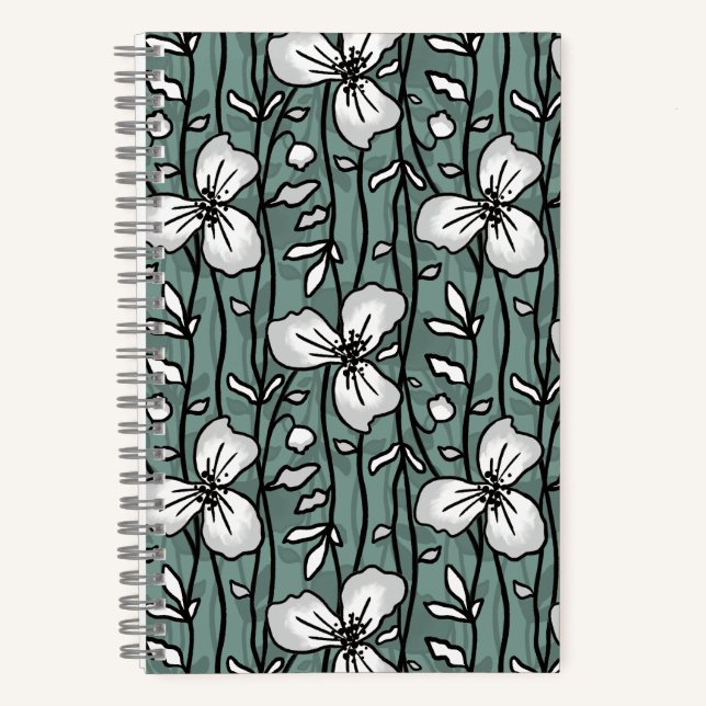 Cuaderno Jardín vertical floreciente Flores blancas delgada (Anverso)