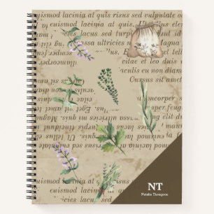 Cuaderno Jardinería rústica monogramo Inicial y retro nombr