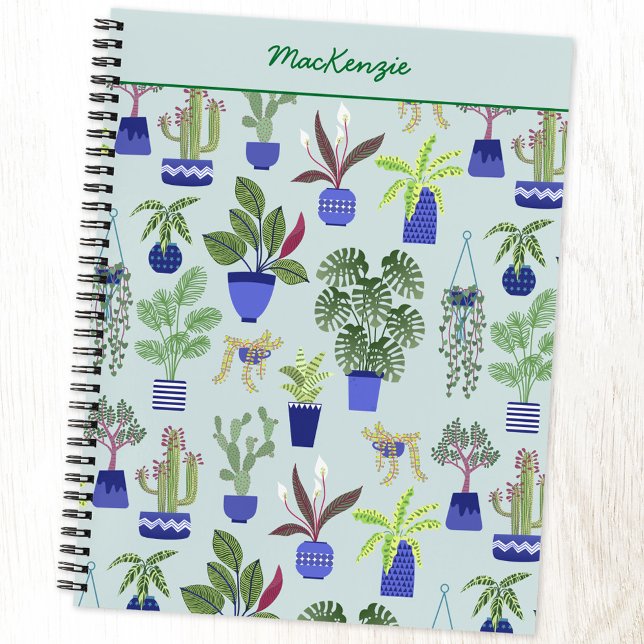 Cuaderno Jardinería vegetal personalizada (Fun potted houseplant, cactus and succulent personalized custome name notebook)