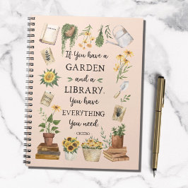 Cuaderno Jardinería y biblioteca citan girasol y hierbas