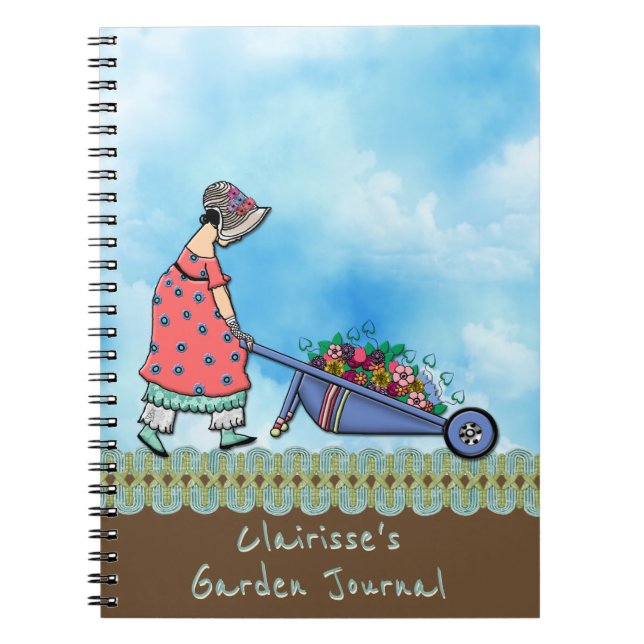 Cuaderno Jardinero Chica Cute Retro - Personalizado (Frente)