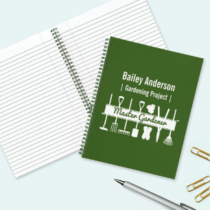 Cuaderno Jardinero Maestro Personalizado Moderno Verde Bosq
