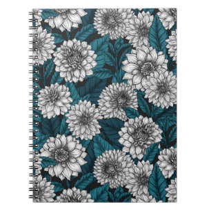 Cuaderno Jardines Dahlia blancos/ hojas azules 2