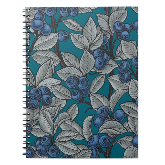Cuaderno Jardines de arándano azul y gris (Frente)