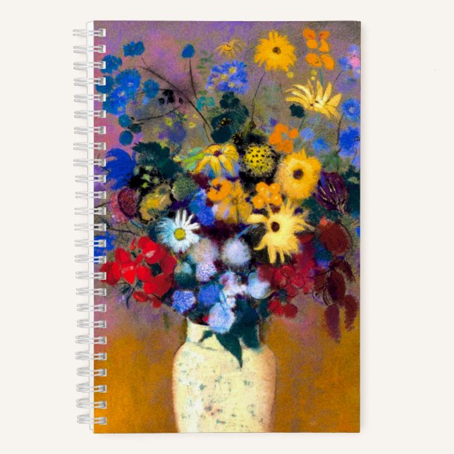 Cuaderno Jarrón blanco con flores Odilon Redon (Anverso)
