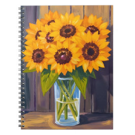 Cuaderno Jarrón de girasoles | Acuarela de flores amarillas
