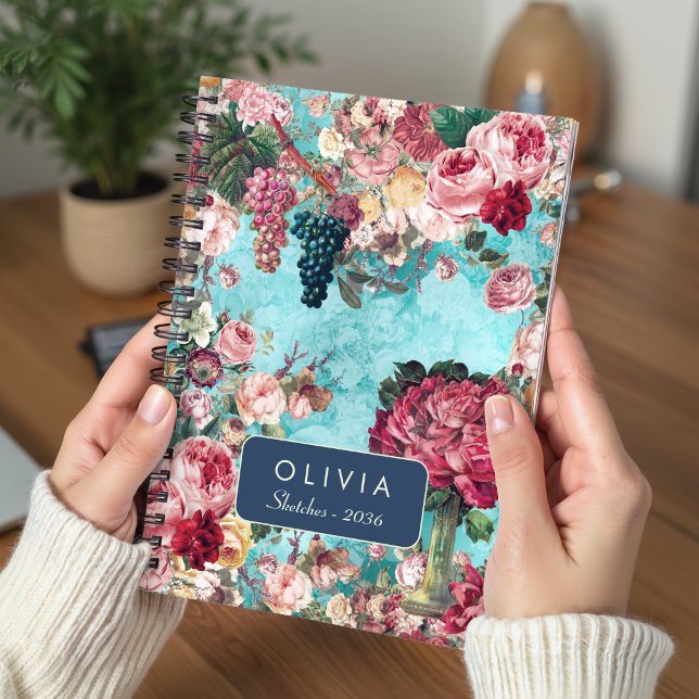 Cuaderno Jarrón de rosas Vintage Blue Shabby Chic (Subido por el creador)