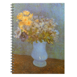 Cuaderno Jarrón de Vincent van Gogh con Lilas, Margaritas,