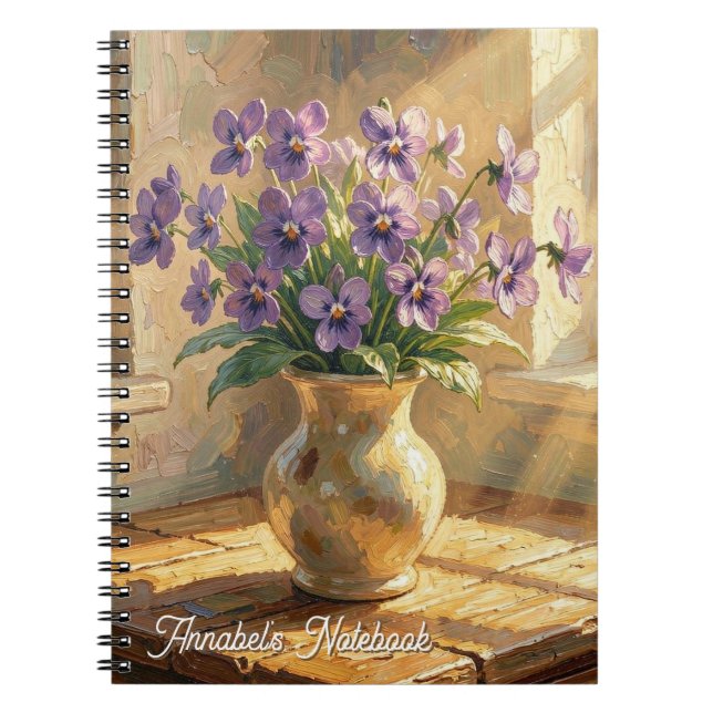 Cuaderno Jarrón de Violetas Moradas Personalizadas con Impa (Frente)