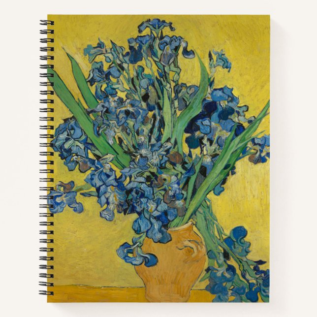 Cuaderno Jarrón Van Gogh con Iris Clasicismo Impresionista (Anverso)