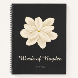 Cuaderno Jasmine Flor Blanca Nombre Elegante