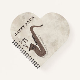 Cuaderno Jazzy Java-Grãos de Café-Saxofone-Personalizado-