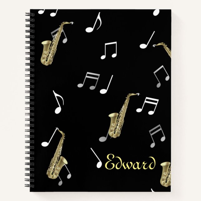 Cuaderno Jazzy Saxophone & Musical Notes (Anverso)
