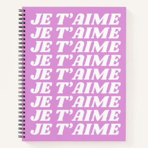 Cuaderno Je T'aime   Francés Te Amo   Rosa violeta suave