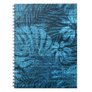 Cuaderno jeans con estampado de hojas tropicales