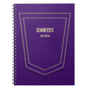 Cuaderno Jeans de Denim Púrpura Textura Monograma Personali
