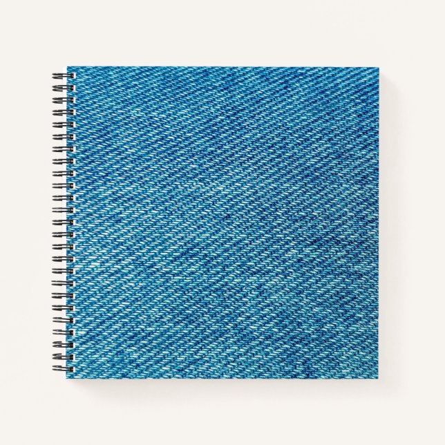 Cuaderno Jeans simples azules denim textil | (Anverso)