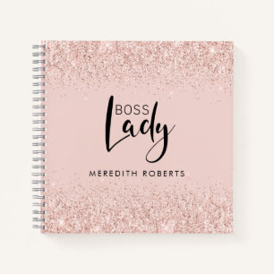 Cuaderno Jefa Dama Rosa Rubor Brillante Personalizado