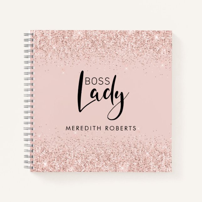 Cuaderno Jefa Dama Rosa Rubor Brillante Personalizado (Anverso)