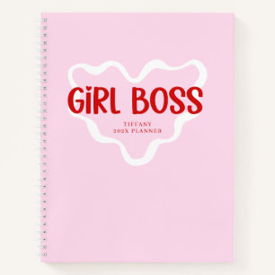 Cuaderno Jefa de Chica Linda Rosa y Rojo Nombre Personaliza