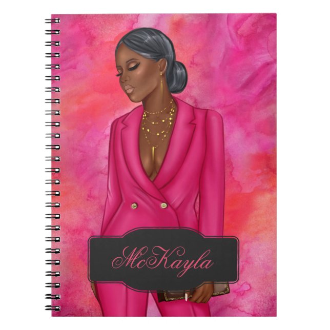 Cuaderno Jefa ejecutiva gerente afroamericana personalizada (Frente)