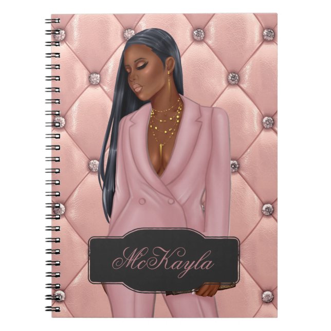 Cuaderno Jefa ejecutiva gerente afroamericana personalizada (Frente)