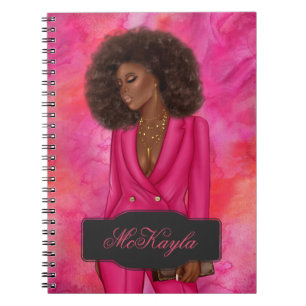 Cuaderno Jefa ejecutiva gerente afroamericana personalizada