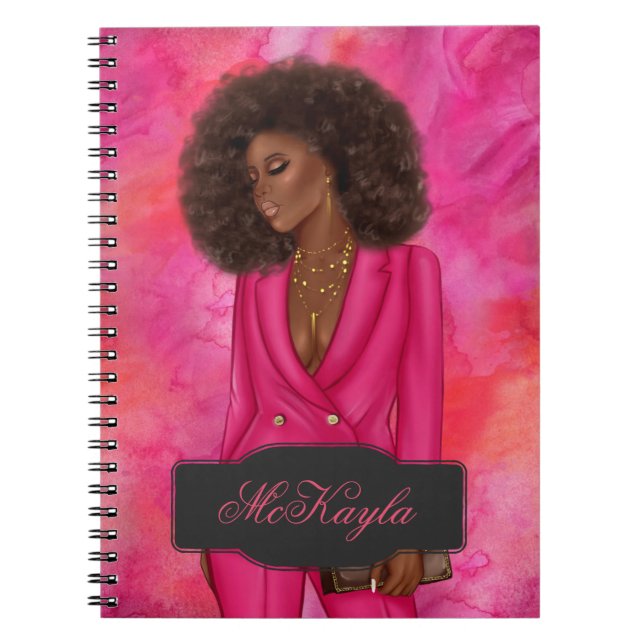 Cuaderno Jefa ejecutiva gerente afroamericana personalizada (Frente)