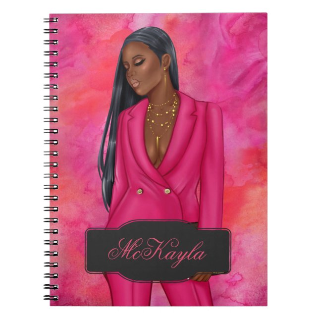 Cuaderno Jefa ejecutiva gerente afroamericana personalizada (Frente)