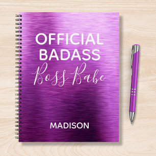 Cuaderno Jefe de Badass oficial Babe nombre morado metálico