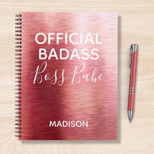 Cuaderno Jefe de Badass oficial Babe Rosa metálico Nombre d