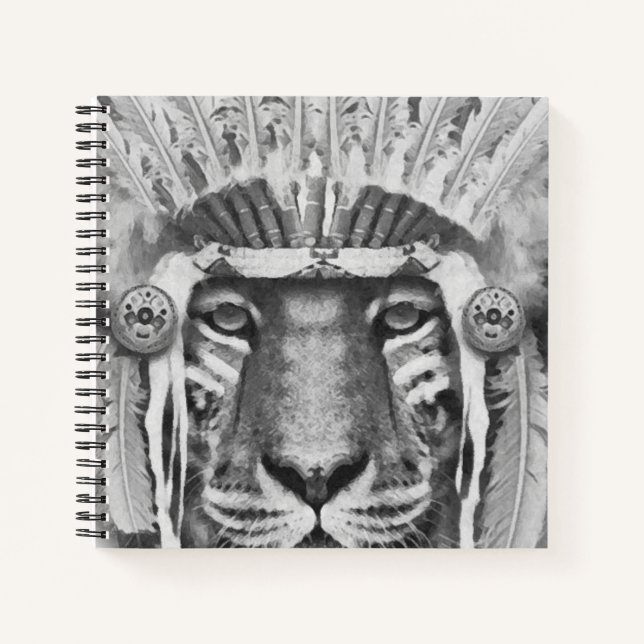 Cuaderno Jefe de tigre nativo americano (Anverso)