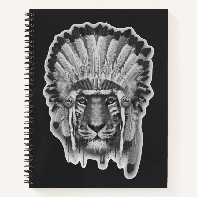 Cuaderno Jefe de tigre nativo americano (Anverso)